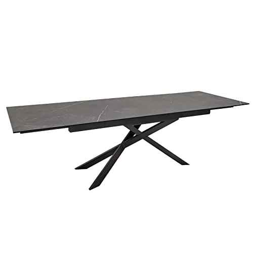 Riess-Ambiente Esstisch EUPHORIA 180-260cm - Ausziehbar in Grau/Schwarz - Eleganter Esstisch für 8-12 Personen, ausziehbar mit pflegeleichter Keramikplatte und robustem Metallgestell. Ideal für gesellige Abende und stilvolle Essbereiche.
