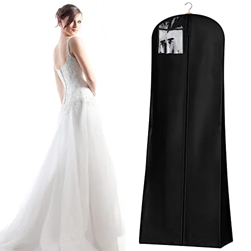 Kleiderhülle,Brautkleidhülle Kleidersack,Kleidersäcke Schutzhülle für Brautkleider für Brautkleider Abendkleider oder Lange Mäntel (Schwarz)180 x 80 x22cm