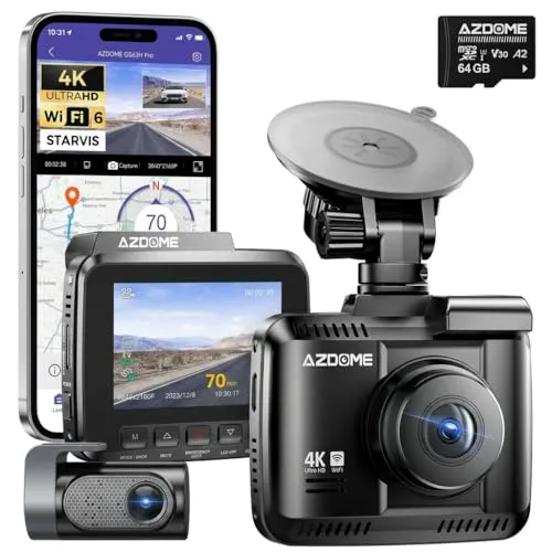 AZDOME Dashcam Auto Vorne Hinten 4K/2,5K mit STARVIS, Dash Cam Auto Kamera | 3
