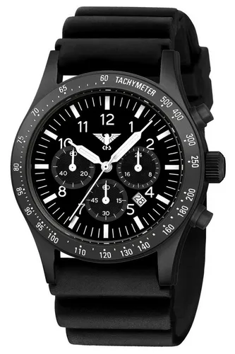 KHS Platoon Black Steel Solar Chronograph mit Taucherband von KHS