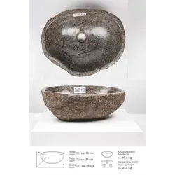 wohnfreuden Aufsatzwaschbecken Naturstein Waschbecken 40 cm (Kein Set), 210_Ba27.153 grau 210_Ba27.153 | Ø 40 cm x 40 cm x 15 cm x 40 cm