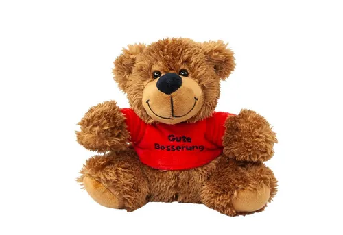 Teddys Rothenburg Kuscheltier Bär mit roten Shirt Gute Besserung 16 cm