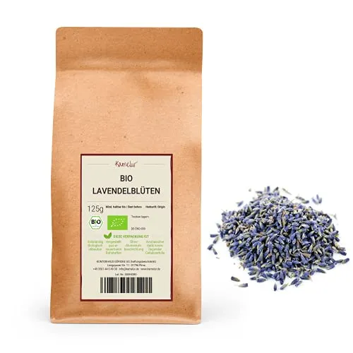Kamelur Bio Lavendel getrocknet - 125g - Lavendelblüten Bio für einen Aromatischen Lavendeltee - in biologisch abbaubarer Verpackung