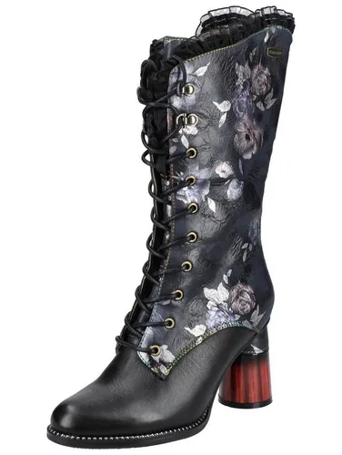 LAURA VITA High-Heel-Stiefel aus Leder/Textil - Elegante High-Heel-Stiefel von Laura Vita mit hochwertiger Verarbeitung. Der praktische Reißverschluss und die Schnürung sorgen für einen perfekten Sitz. Ideal für vielfältige Anlässe und stets ein stilvoller Begleiter.
