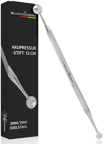 SCHWERTKRONE® Akupressurstift [PREMIUM ROSTFREIER EDELSTAHL] - Akupunkturstift Narbenstift - Narbenstick Akupressur Stift - Akupressur Akupunktur - Profi Stab (3/7 mm Akupunkturstäbchen)