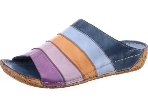 Produktbild Gemini Damen Pantolette Clog Leder Keilabsatz Korkoptik 032084-02, Größe:40 EU, Farbe:Blau