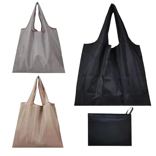 KAYEF 3-teilige faltbare Einkaufstasche, faltbare Einkaufstasche mit Beutel, wiederverwendbare Einkaufstasche, waschbar, langlebig und leicht