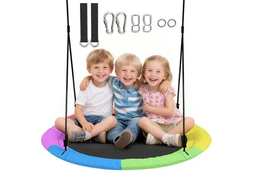 MC Star Gartenlounge-Set Nestschaukel Höhenverstellbar - Hängeschaukel für bis zu 3 Kinder (3–8 Jahre), mit 300 kg Tragfähigkeit. Ideal für Garten oder Park, fördert Spiel und Spaß. Einfache Montage mit verstellbaren Seilen für individuellen Spielbereich.