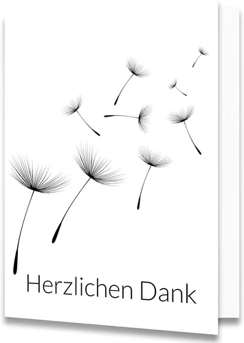 Friendly Fox 12 Danksagungskarten Trauer mit Umschlag, Beileid Danke Pusteblume