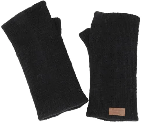 GURU SHOP Handgestrickte Pulswärmer, Handstulpen, Pulswärmer aus Nepal, Armstulpen - Schwarz, Herren/Damen