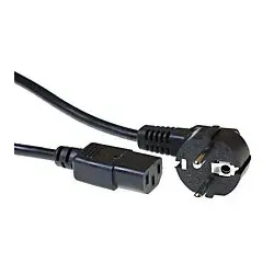 ACT Power Kabel Netzstecker CEE7/7 Stecker (gewinkelt) - C13 Schwarz 3 m