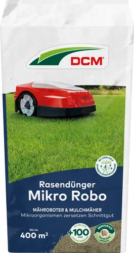 Cuxin DCM Rasendünger Mikro Robo, 20 kg - Ideal für Mähroboter - Dünger für Rasenflächen, speziell für Mähroboter und Mulchmäher entwickelt. Organisch-mineralische Formel sorgt für gesundes Wachstum und dichten Rasen.