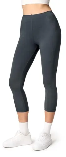 Ladeheid Leggings Damen 3/4 Baumwolle bequem und atmungsaktiv Capri Leggings Damen für Sommer LA40-132 (Graphit, S)