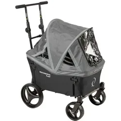 Beach Wagon Bollerwagen PUSH, Handwagen mit Schiebestange Vollgummi-Reifen, Kombiset mit Verdeck Hellgrau