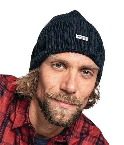 Schöffel Strickmütze Oxley Knitted Hat - Navyblau - Kopfbedeckung mit stylischer Rippenstruktur und wärmendem Fleecestirnband, ideal für kalte Wintertage.