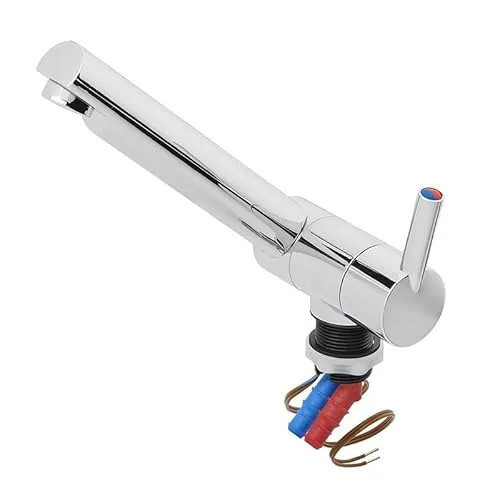 Mischbatterie 12V Ø27 mm – Gerader Auslauf mit Mikroschalter für Wohnmobil & Boot - Praktische Mischbatterie für Wohnmobile und Boote. Robustes Design, einfache Installation und ideal für den Einsatz bei max. 3,0 bar Wasserdruck.