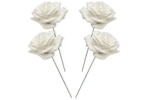 matches21 HOME & HOBBY Bastelnaturmaterial Große Wachs-Blüten Textil-Rosen 4er Set Kunst-Rosen perlmutt, (4-tlg), Wasserfeste Wachs-Rosen als haltbare Deko-Rosen für Blumengestecke