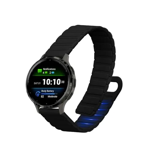 kwmobile Ersatzarmband kompatibel mit Garmin Venu 3S / Venu 2S / vivoactive 4S / Forerunner 265S 255S Armband - Fitnesstracker Silikon Band mit Magnetverschluss