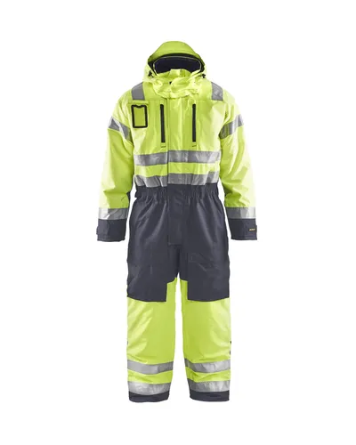 Blakläder® High Vis Winteroverall 6763 1977 - Hochsichtbar und wasserdicht - Arbeits- & Schutzkleidung: Hochsichtbarer Winteroverall mit 50 mm Reflexstreifen, wind- und wasserdicht, ideal für kalte Arbeitsbedingungen.