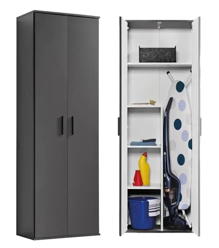 mokebo® Besenschrank 'Der Lange' - Praktischer Mehrzweckschrank mit Staubsaugerfach, individuell anpassbar und ideal für jeden Raum. Made in Germany, umweltfreundlich und unkomplizierte Lieferung.