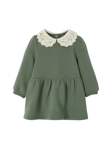 Vertbaudet Mädchen Baby Sweatkleid mit Häkelkragen grün 80