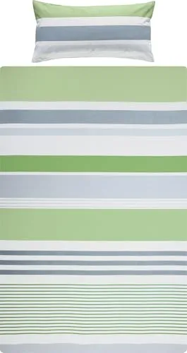 REDBEST Bettwäsche Garnitur Renforcé Grün 40x80 cm / 135x200 cm - Bettwäsche-Sets aus 100% Baumwolle, anschmiegsam und strapazierstark mit praktischem Reißverschluss für einfachen Bezug. Das moderne Streifen-Dessin sorgt für gemütliche Atmosphäre.