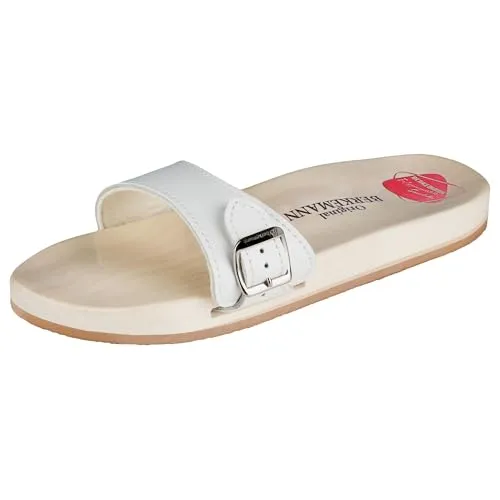 Berkemann Original Sandale Pantoletten Unisex-Erwachsene, Weiß (weiß 100), 36 1/3 EU - Clogs & Pantoletten für Herren mit 5-Phasenfußbett für optimale Fußanatomie und Gelenkentlastung, handwerklich verarbeitet aus ausgewähltem Leder und leichtem Pappelholz.