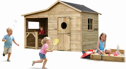 Kinderspielhaus Spielhaus Spielhütte aus Holz imprägniert #3990