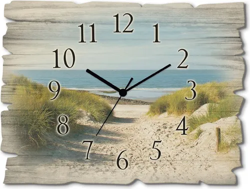 Artland Wanduhr Strand mit Sanddünen - Wanduhren aus Birkenholz, wahlweise mit geräuschlosem Quarz- oder Funkwerk. Hochwertiger Druck und allergiefreie Materialien machen sie ideal für jedes Zuhause.