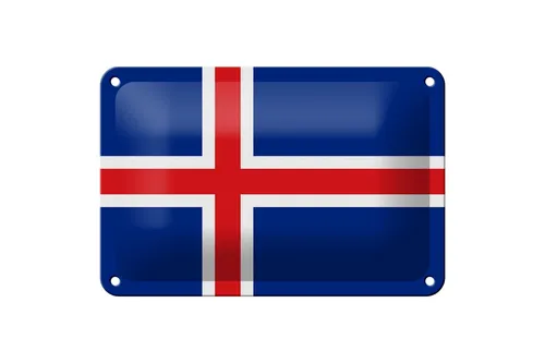 Blechschild Flagge Islands 18x12 cm Flag of Iceland Deko Schild