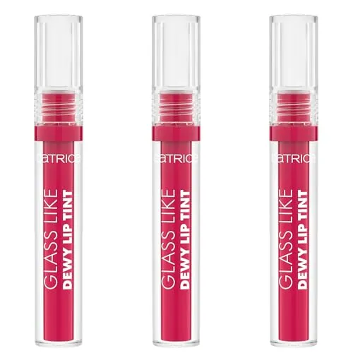 Catrice Glass Like Dewy Lip Tint, Lipgloss, Nr. 030, Pink, Färbeeffekt, glänzend, vegan, ohne Parabene, ohne Mikroplastikpartikel, Nanopartikel frei, 3er Pack (3x3ml)