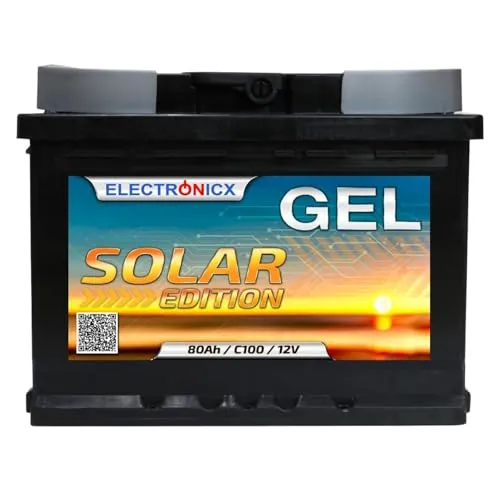 Electronicx Solar Edition 12V 80Ah GEL Batterie - Solar- & Windenergie, wartungsfrei und zuverlässig mit höherer Zyklenfestigkeit, ideal für Wohnwagen und Wohnmobile.