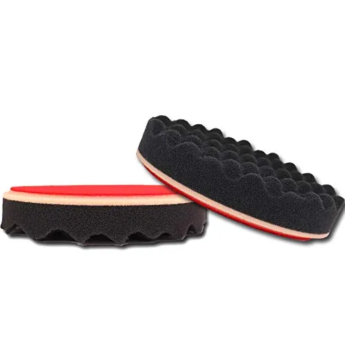 Brestol Polierscheibe Soft & gewaffelt 2er Set 150 mm - Klett-Polierscheibe Klettpolierscheibe Polierhaube Polierpad Polierteller Polierschwamm