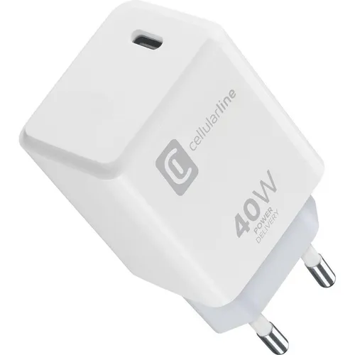 Cellularline 40W PD USB-C ACH 40W USB-C Power-Delivery-Ladegerät, ideal für iPhone 17 und iPad Pro 2025. (40 W, 1 Port) (ACHIPHUSBCPD40WW)