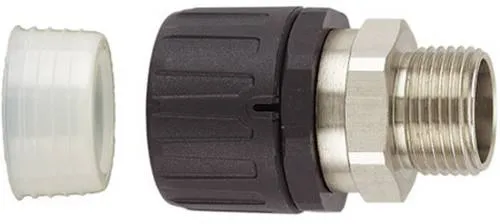 HellermannTyton HGL42-SM-M40 Schlauchverschraubung Schwarz - Wellrohre – Gerade Schnellverschraubung mit drehendem Messing-Außengewinde, ideal für Anwendungen mit hohen Anforderungen an IP-Schutzarten (IP66/IP67/IP68/IP69k).