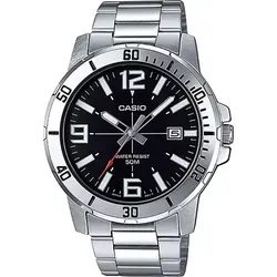 Casio MTP-VD01D-1B: Elegante Herrenarmbanduhr mit Datumsanzeige - Kategorie: Armbanduhren, stilvolle Quarz-Herrenuhr aus Edelstahl, wasserdicht bis 50m, ideal für den Alltag und besondere Anlässe.