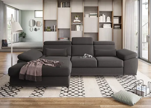 sit&more Ecksofa Cabrio L-Form 295 cm mit Verstellfunktion - Komfortables Ecksofa mit Federkern und praktischen Verstellmöglichkeiten für Sitzhöhe und -tiefe. Ideal für stilvolle Wohnräume und bietet zusätzlichen Stauraum sowie eine optionale Bettfunktion.