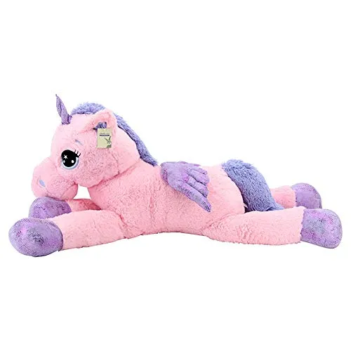 Sweety Toys 8049 XXL Einhorn Pegasus Plüschtier 130 cm - Stofftier & Teddybären: XXL Einhorn Plüschtier in rosa mit glitzernden Details, ideal zum Kuscheln und Spielen - hochwertig verarbeitet, antiallergisch und schwer entflammbar.