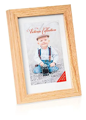 Victoria Collection Klassischer Holz Bilderrahmen aus Eiche - Freistehender Fotorahmen für 10x15 cm Bilder | Einfach für Horizontale & Vertikale Fotos zu Verwenden | Geeignet für Tisch & Wand