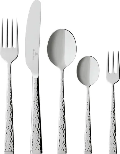 Villeroy & Boch Blacksmith Besteckset 30 tlg. - Elegantes Design für 6 Personen - Besteckset für 6 Personen aus rostfreiem, spülmaschinenfestem Edelstahl mit filigraner Verzierung, ideal für jeden Anlass vom Frühstück bis zum Abendessen.