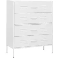 vidaXL Kommode Weiß 80x35x101,5 cm - Robuste Stahlkonstruktion - Kommode in modernem Design aus langlebigem Stahl, mit höhenverstellbaren Stellfüßen und sanft gleitenden Schubladen für optimale Organisation.