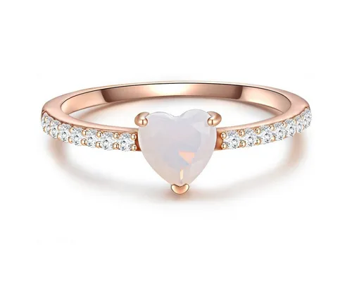 GLANZSTÜCKE MÜNCHEN Damen Herz-Ring 925/- Sterling Silber - Ringe für Damen mit Herz-Motiv, rosévergoldet und besetzt mit Mondstein und Zirkonia – ein romantisches Accessoire, das jedem Outfit Eleganz verleiht.