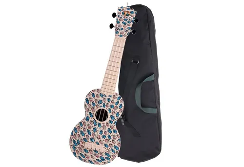 Classic Cantabile BeachBuddy Sunny Zoo, Sopran-Ukulele ABS - Sonstige Zupfinstrumente, robuste Ukulele aus ABS für Outdoor-Aktivitäten, feuchtigkeitsbeständig und im auffälligen 'Sunny Zoo' Design, inklusive praktischem Nylon Gigbag.