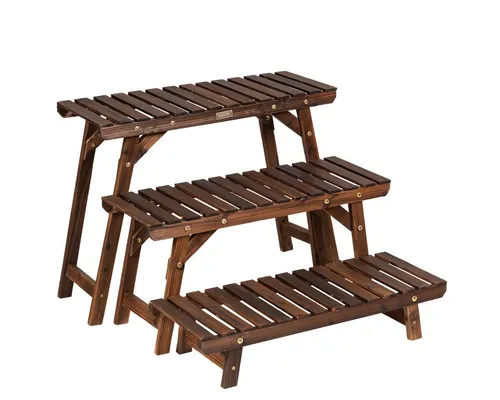 Costway Blumenregal aus Tannenholz, 3-stufig, 27x53x70 cm