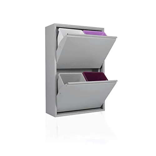 Betten-ABC Refina – Platzsparender Mehrzweckschrank mit Abfalleimer - Haushaltszubehör – Robuster, pflegeleichter Metall-Schrank für Mülltrennung und Aufbewahrung, ideal für kleine Räume und umweltbewusste Ordnung.