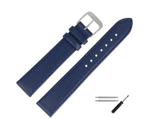 MARBURGER Uhrenarmband 20mm Leder - Hochwertiges 20mm Leder-Uhrenarmband in elegantem Blau, verjüngend für optimalen Tragekomfort. Ideal für stilvolle Uhrenliebhaber.