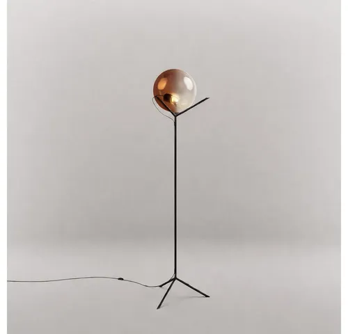 s.luce Stehlampe Orb Poseidon 175cm Kupfer mit Glaskugel von s.luce