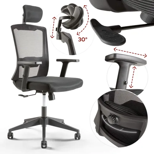 Arebos Ergonomischer Bürostuhl mit Wippmechanismus - Ergonomischer Schreibtischstuhl für gesunde Haltung, bis 136 kg belastbar, ideal für Home Office oder Büro. Mit atmungsaktiver Netzlehne und höhenverstellbaren Armlehnen für maximalen Komfort.