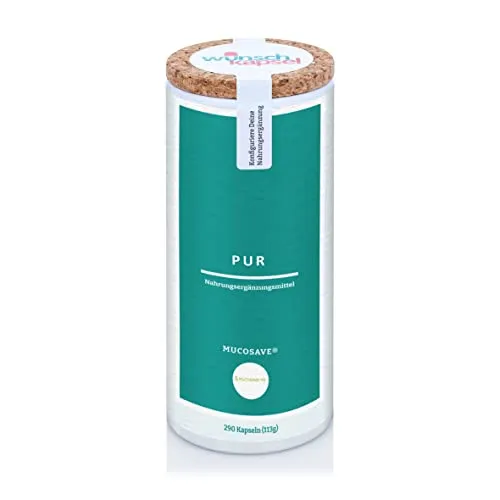 Mucosave Pur, 400 mg pro Tag, exklusive Extrakt-Mischung aus Kaktusfeige und Olivenblättern. Unterstützung für den Magen (Schleimhaut). 290 vegane, handgefertigte Kapseln aus deutscher Manufaktur