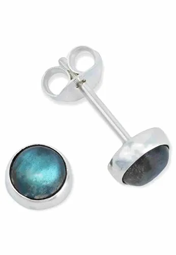 Ohrstecker 925 Silber Labradorit grün blauer Stein Edelstein Ohrringe echt Silber Damen Sterling Silber Stecker Geschenk(MOS-038-05)